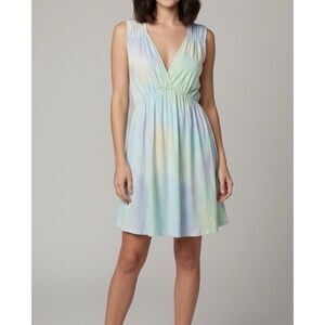 ATM Anthony Thomas Melillo Women’s Medium Slub Jersey V-Neck Dress Amalfi Combo